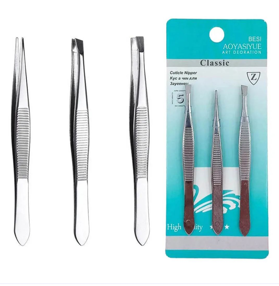 Kit Con 3 Pinzas Para Cejas