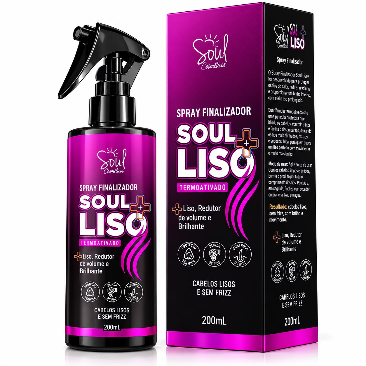 Spray Finalizador Soul Liso Termoativador de 200ml.
